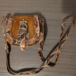 Nicole Lee Tan and Snake-Print Crossbody Bag